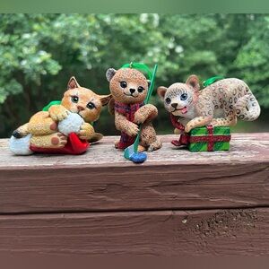 Danbury Mint Baby Animal Cheetah,Leopard,Lynx Feline Cat Christmas Ornament